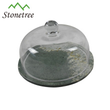 Hot Sale New White Marble Cake Cheese Board With Glass Dome